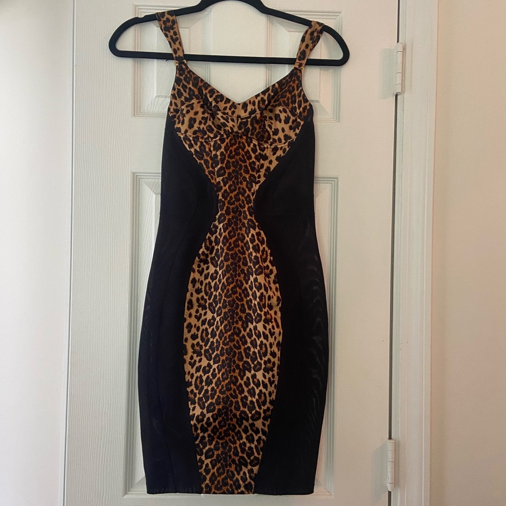 EUC Agent Provacateur silk cheetah mini dress with mesh inserts size 8 (fits XS)